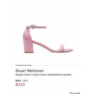 Limited Edition Stuart Weitzman Simple Heart Sandals Suede‎ Pink Size 9